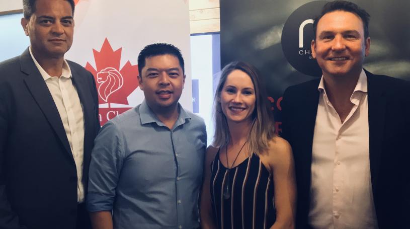GEMS Head of Sport Danny Tauroa, NZ Chamber Board Member Kevin Ha, Executive Director Danica Burke and GEMS Head of School Mark Henry